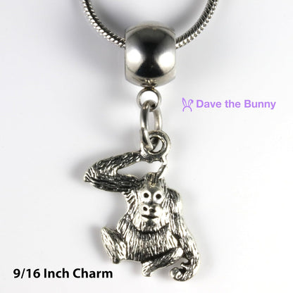Dave The Bunny Orangatang Necklace - Funky Monkey Animal Jewelry: Elegant Animal Necklace with Monkey Stuff Stainless Steel Snake Chain and Durable Alloy Charm of a Orangutan Monkey Gifts for Women