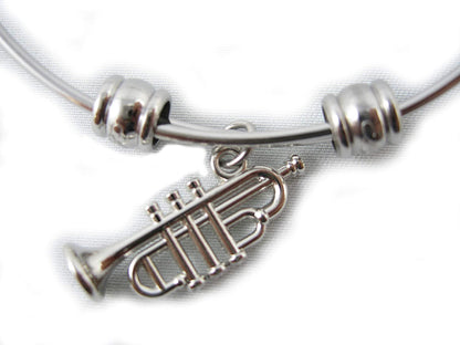 Trumpet Gifts | Trumpet Charm Bangle Bracelet Accessories Hypoallergenic Stainless Steel Trumpet Jewelry and Trumpet Charm for Marching Band Jewelry Gift for Women and Men and Music Gifts