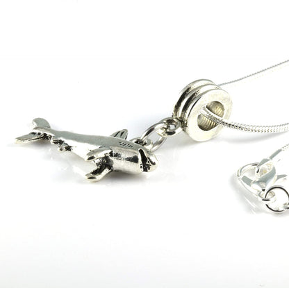 Shark Necklace | Great Shark Gifts for Shark Lovers on a Silver Plated Snake Chain Necklace with a nice Shark Charm of a Great White Shark this is Cool Shark Stuff and awesome Shark Necklaces