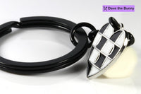Dave The Bunny Checkered Keychain - Racing Keychain or Car Racing Gifts for Men and Women a Beautiful Checkered Heart Keychain