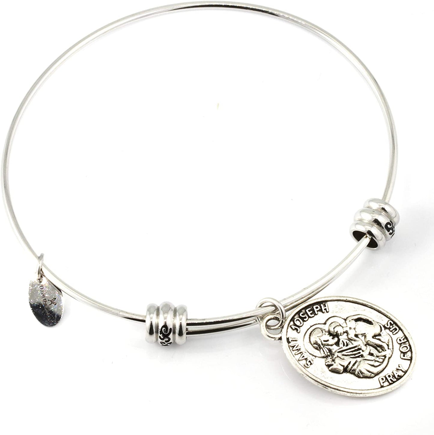 St Joseph Medal | St Joseph Bracelet Bangle makes Great Saint Joseph Jewelry for Men or Women