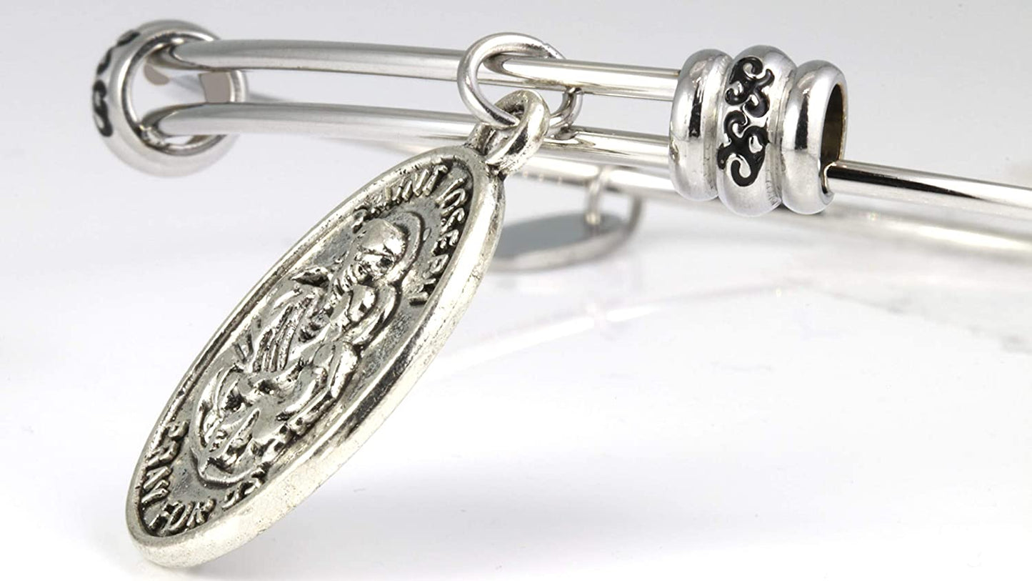 St Joseph Medal | St Joseph Bracelet Bangle makes Great Saint Joseph Jewelry for Men or Women