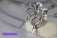 Dave The Bunny Rooster Jewelry - Stainless Steel Snake Chain Rooster Necklace with Alloy Charm - Rooster Decor Bird Pendant, Ideal for Fake Rooster Enthusiasts, Stylish and Durable Farm Necklace