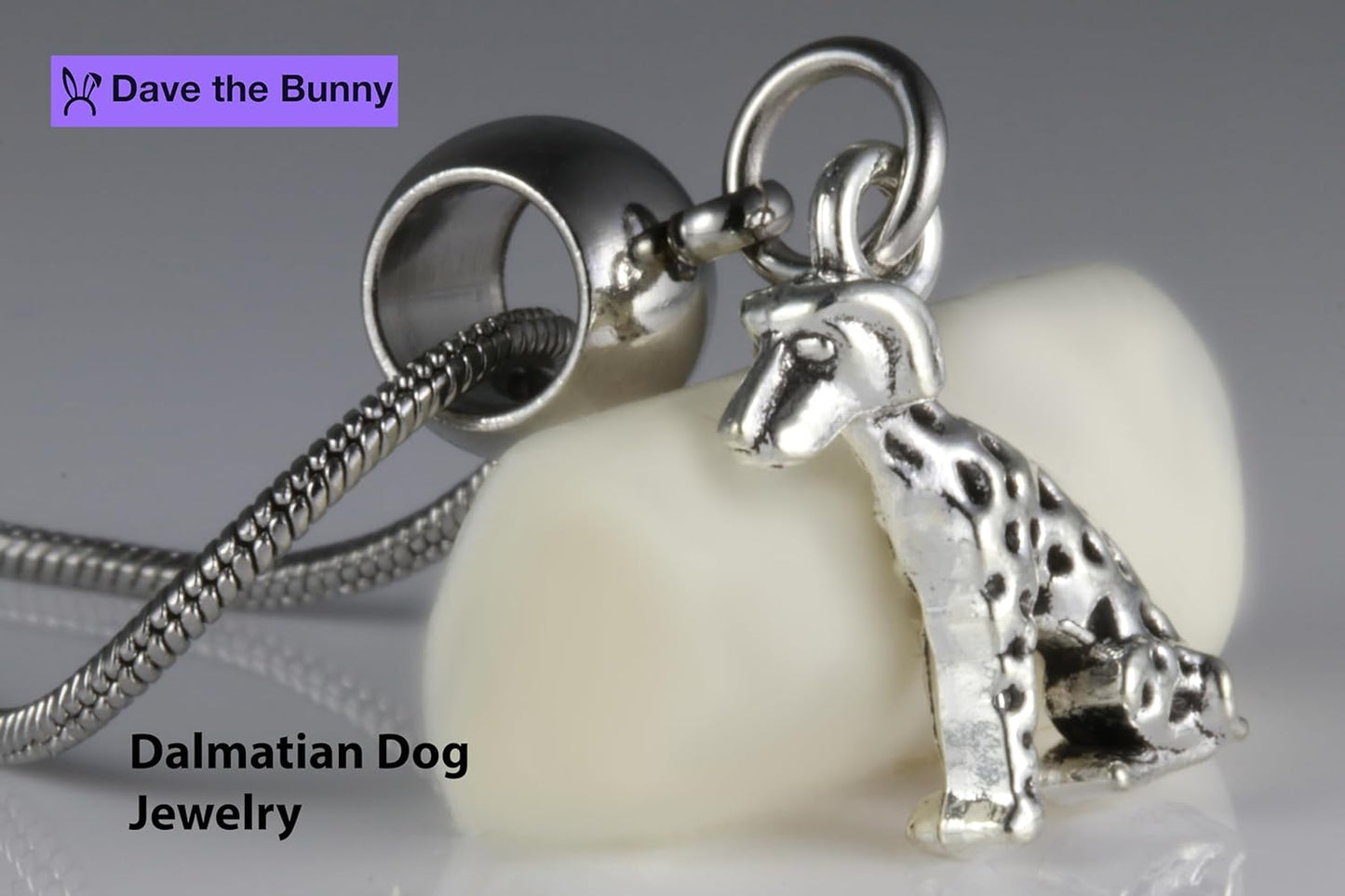 Dalmatian Dog Necklace - Dalmatian Decor 101 Dalmatians Inspired Stainless Steel Snake Dog Mom Necklace or Dog Chain Necklace with Alloy Charm, Elegant Dog Necklace Accessory for Canine Fashion