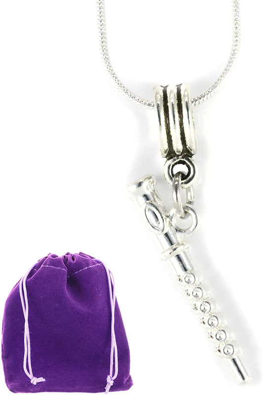 Flute Necklace | Pendant Jewelry Jewlry Gift for Men Women Decor Flutes Musician Teacher Student Orchestra Musical Wind Instrument fife