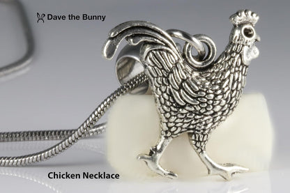 Chicken Necklace for Women and Men - Premium Stainless Steel Snake Chain with Alloy Charm - Chicken Decor, Ideal Chicken Accessories, Chicken Things and Chicken Decorations for Home and Kitchen