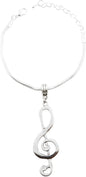Treble Clef Music Symbol Snake Chain Charm Bracelet