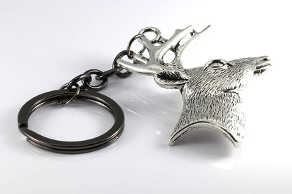 Emerald Park Jewelry Deer Keychain | Deer Antler Keychain for Men and Women Great Camping Gadgets and Country Boy Gifts for Men Hunting Keychain or Antler Keychains for Her and Fun Hunting Gadgets or a Camping Gadget, Silver, Large