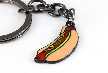 Hot Dogs Keychain | Food Keychain or Funny Keychain that shows a Hot Dog Keychain with Condiments is a Great Gift for Men oe Women who Love a Novelty Keychain or Weird Keychain or Mini Food Keychain