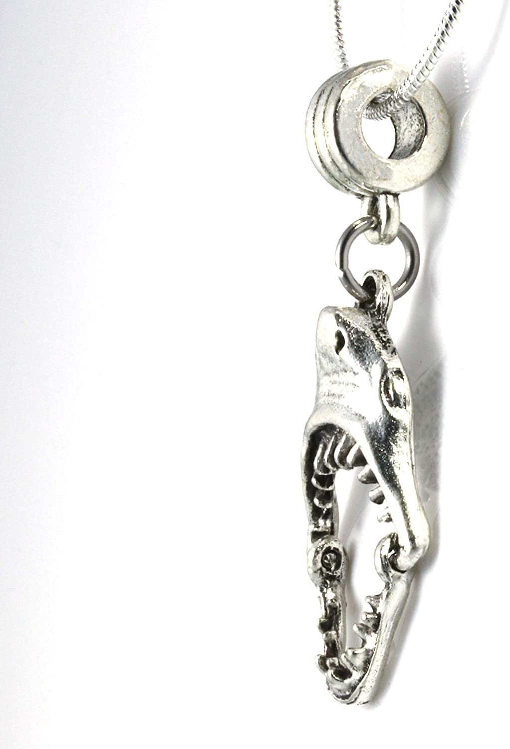 Shark Tooth Necklace | Shark Necklace on a 22 inch Stainless Steel Chain a Shark Jaw Charm on a Shark Tooth Necklace for Men and Women with Moveable Jaw Shark Charm with Shark Teeth for Biting Action