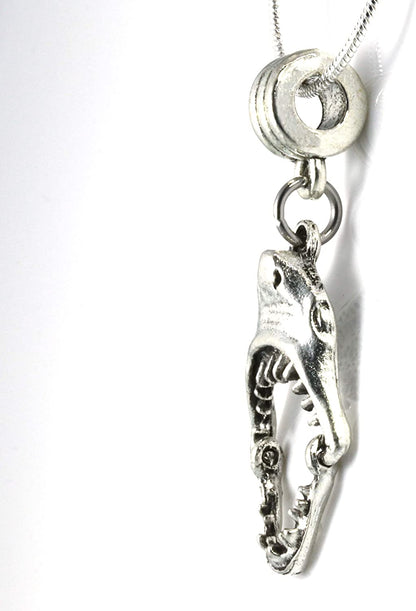 Shark Tooth Necklace | Shark Necklace on a 22 inch Stainless Steel Chain a Shark Jaw Charm on a Shark Tooth Necklace for Men and Women with Moveable Jaw Shark Charm with Shark Teeth for Biting Action