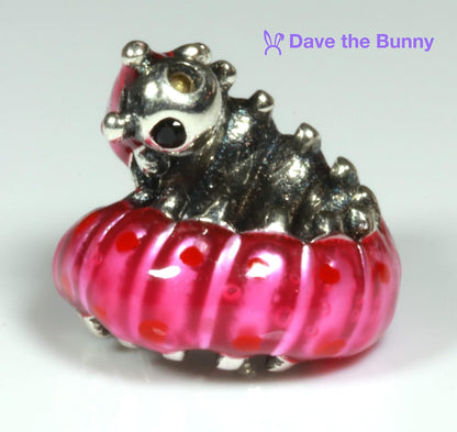 Caterpillar Charm - Compatible with Pandora Charm Clearance or Compatible with Cute Pandora Charms a Nice Insect Charm Goes with Butterfly Charms for Bracelets or Butterfly Necklaces and Pendants