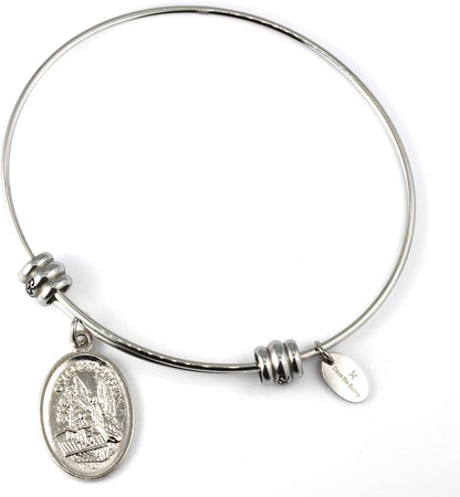 Archangel Michael | Protection Bracelets for Women Stainless Steel St Michael Bangle of Religious Jewelry for Women of Saint Michael or San Miguel Arcangel Protection Bracelet for Men and Women