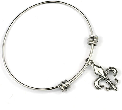 Fleur de Lis Bracelet | Fleur de Lis Jewelry Bangle Stainless Steel Hypoallergenic Fleurdelis Jewelry for Women and Men Unusual Jewelry for Women and Men with one of The Nicest Fleur de Lis Charms