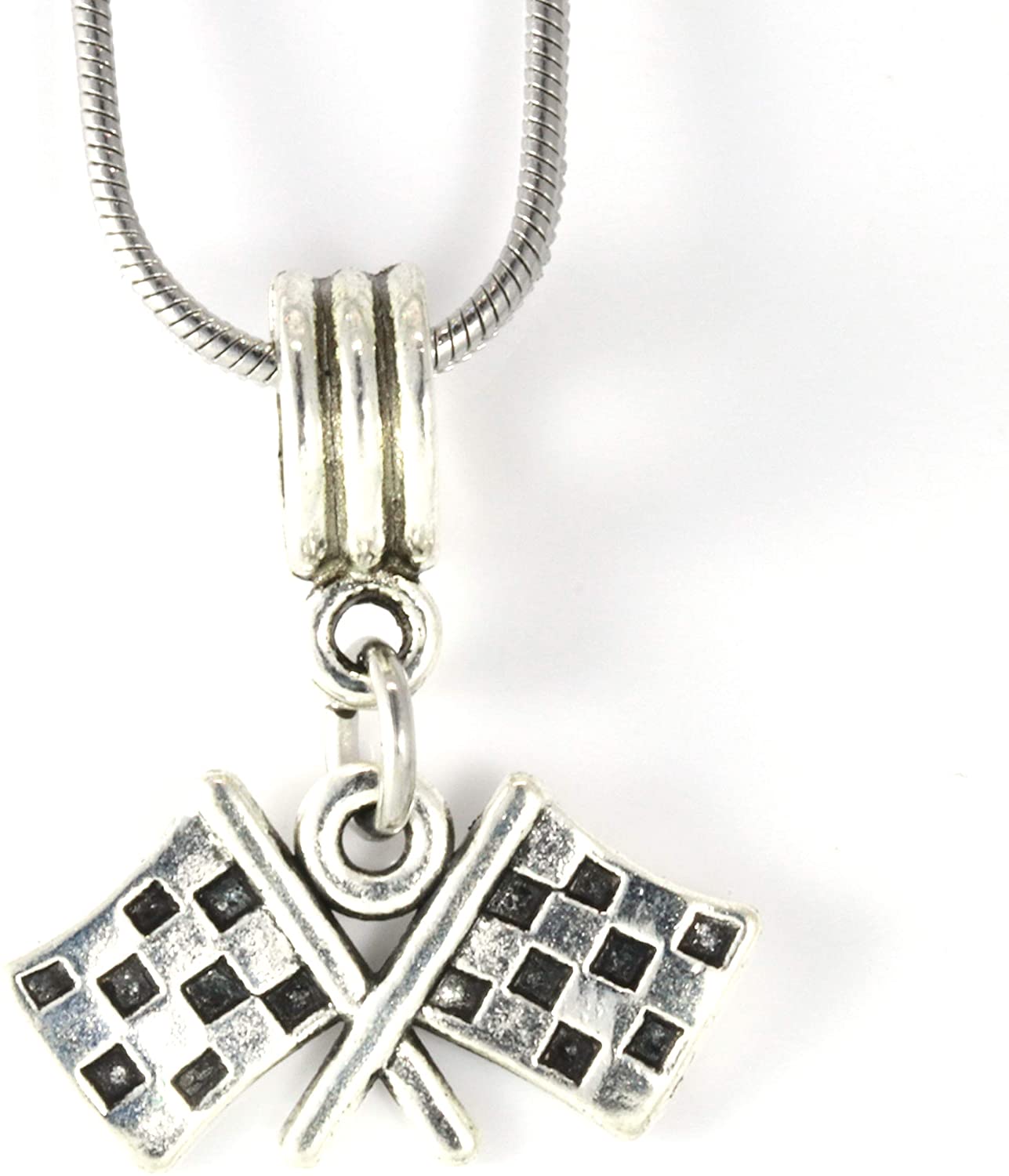 Checkered Flag | Great Racing Gifts for Men and Women Checkered Flag Charm Necklace Pendant of Race Flags Formula 1 Racing or Car Racing Gifts or Motocross Jewelry for Women or Racing Stuff for Fans