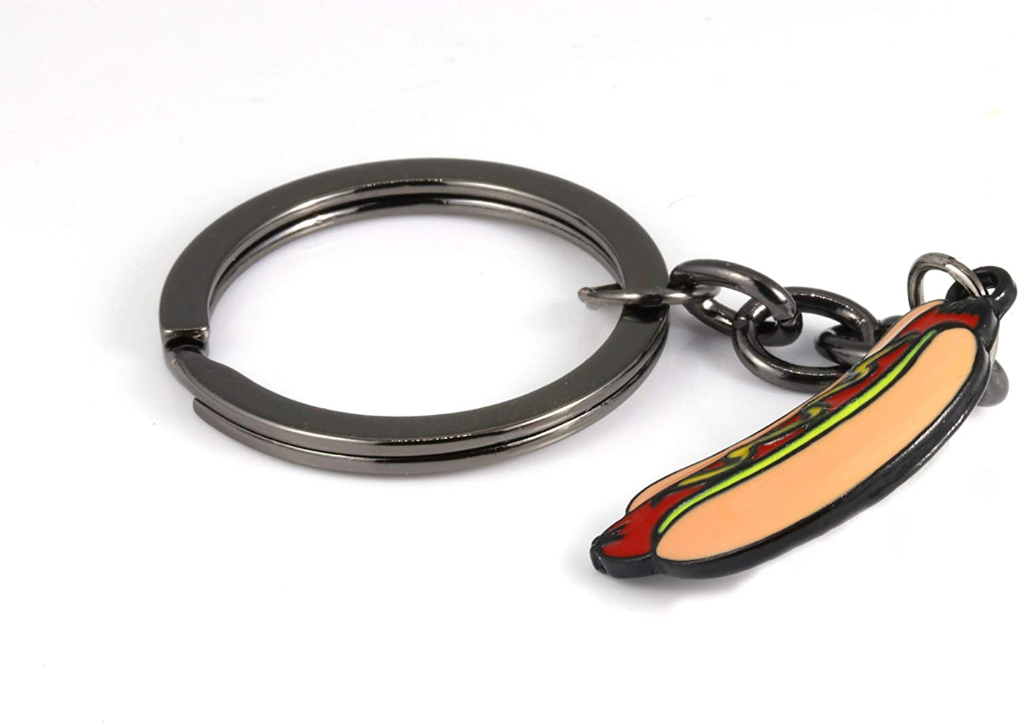 Hot Dogs Keychain | Food Keychain or Funny Keychain that shows a Hot Dog Keychain with Condiments is a Great Gift for Men oe Women who Love a Novelty Keychain or Weird Keychain or Mini Food Keychain