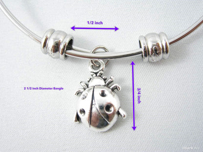 Lady Bug Bracelet for Women | Ladybugs Jewelry Hypoallergenic Stainless Steel Bangle for Sensitive Skin Great Lady Bug Bracelets and Ladybug Things for Women and Ladybug Charm Bracelet for Women