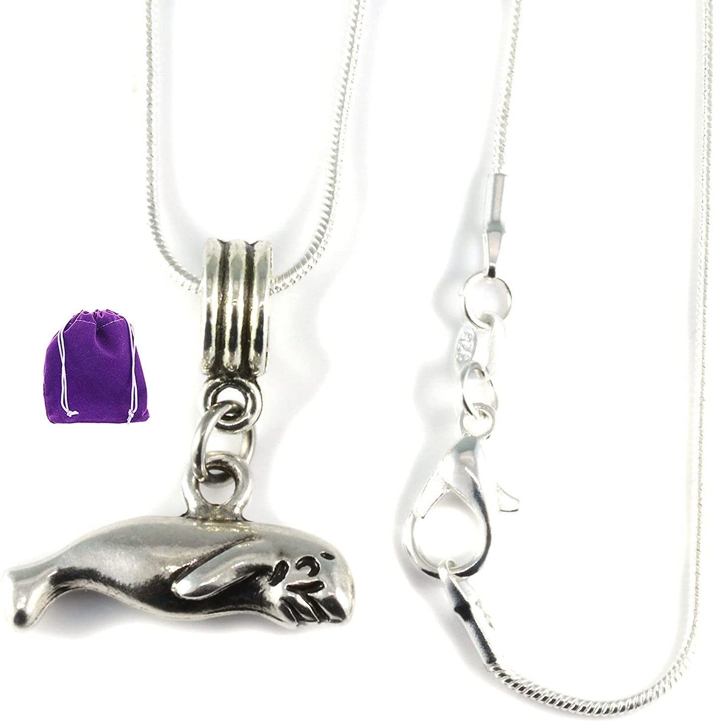 Manatee Charm Snake Chain Necklace