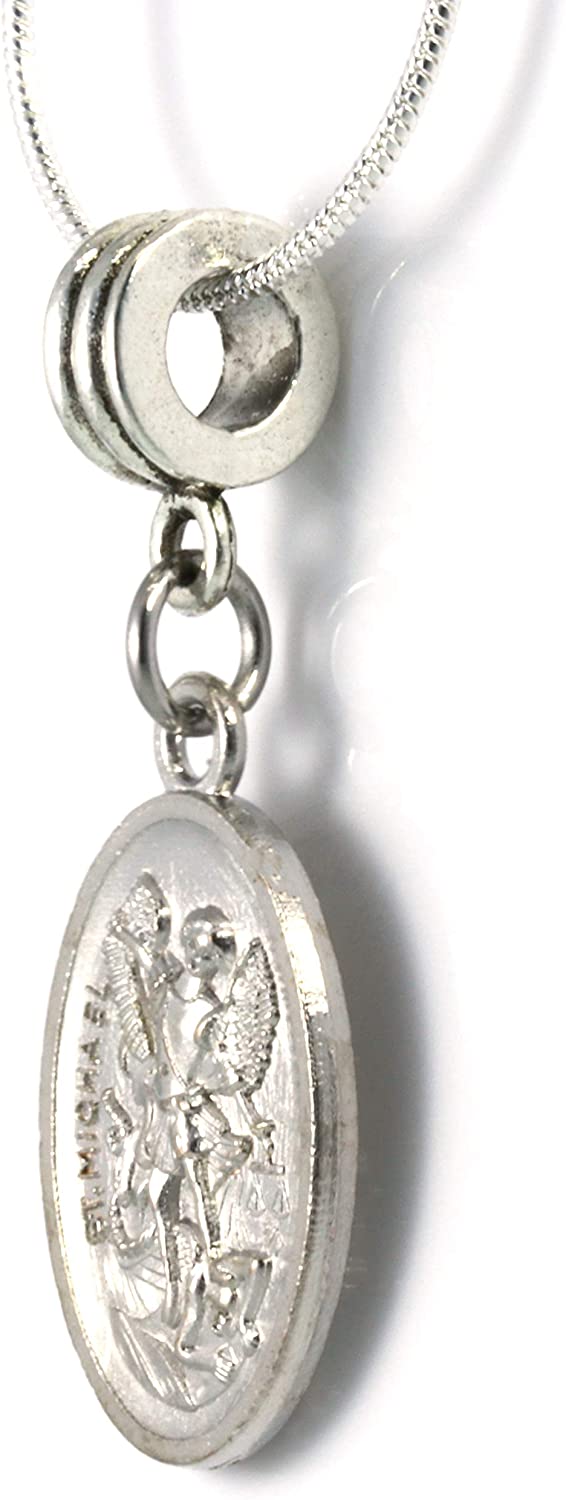 St Michael Necklace for Men | A Saint Michael Necklace for Men or Women on a 22 inch Stainless Steel Snake Chain Necklace A Great Saint Michael Pendant with Archangel Michael Protection of St Michael