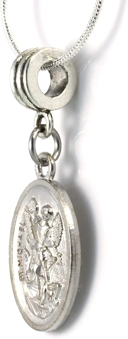 St Michael Necklace for Men | A Saint Michael Necklace for Men or Women on a 22 inch Stainless Steel Snake Chain Necklace A Great Saint Michael Pendant with Archangel Michael Protection of St Michael