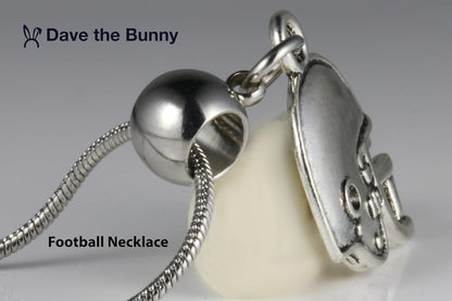 Dave The Bunny Football Necklace - Elegant Stainless Steel Snake Chain with Alloy Charm - Ideal Football Accessories, Perfect Football Stuff, Unique Football Gifts and Football Lovers Gift Ideas