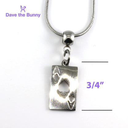 Ace of Spade Pendant | Great 100% STAINLESS STEEL Poker Gifts for Men of an Ace Pendant or Ace of Spades Chain and Spades Jewelry with a Metal Ace Card and Ace Necklace One Piece and Ace Charm