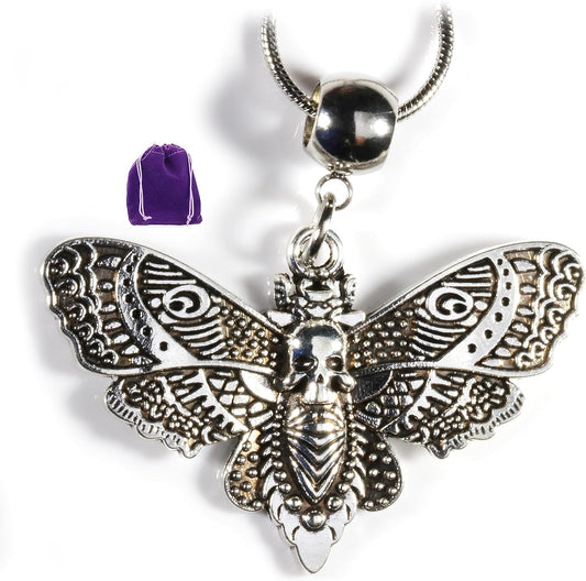 Dave The Bunny Gothic Jewelry for Men - Death Head Moth Necklace or Silver Butterfly Necklace for Women