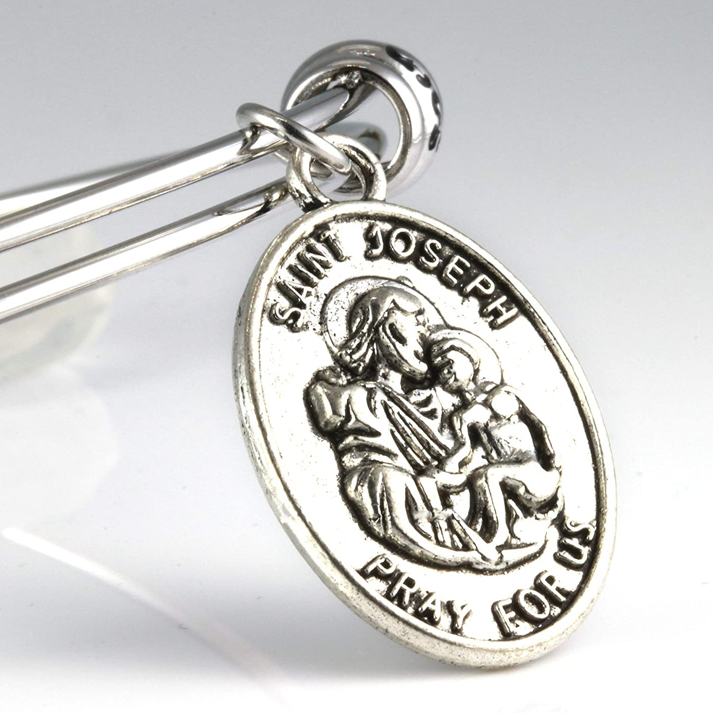 St Joseph Medal | St Joseph Bracelet Bangle makes Great Saint Joseph Jewelry for Men or Women
