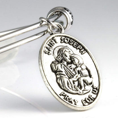 St Joseph Medal | St Joseph Bracelet Bangle makes Great Saint Joseph Jewelry for Men or Women