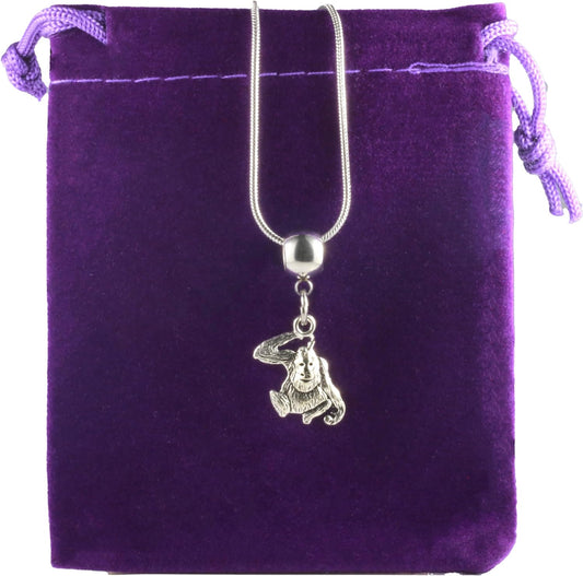 Dave The Bunny Orangatang Necklace - Funky Monkey Animal Jewelry: Elegant Animal Necklace with Monkey Stuff Stainless Steel Snake Chain and Durable Alloy Charm of a Orangutan Monkey Gifts for Women