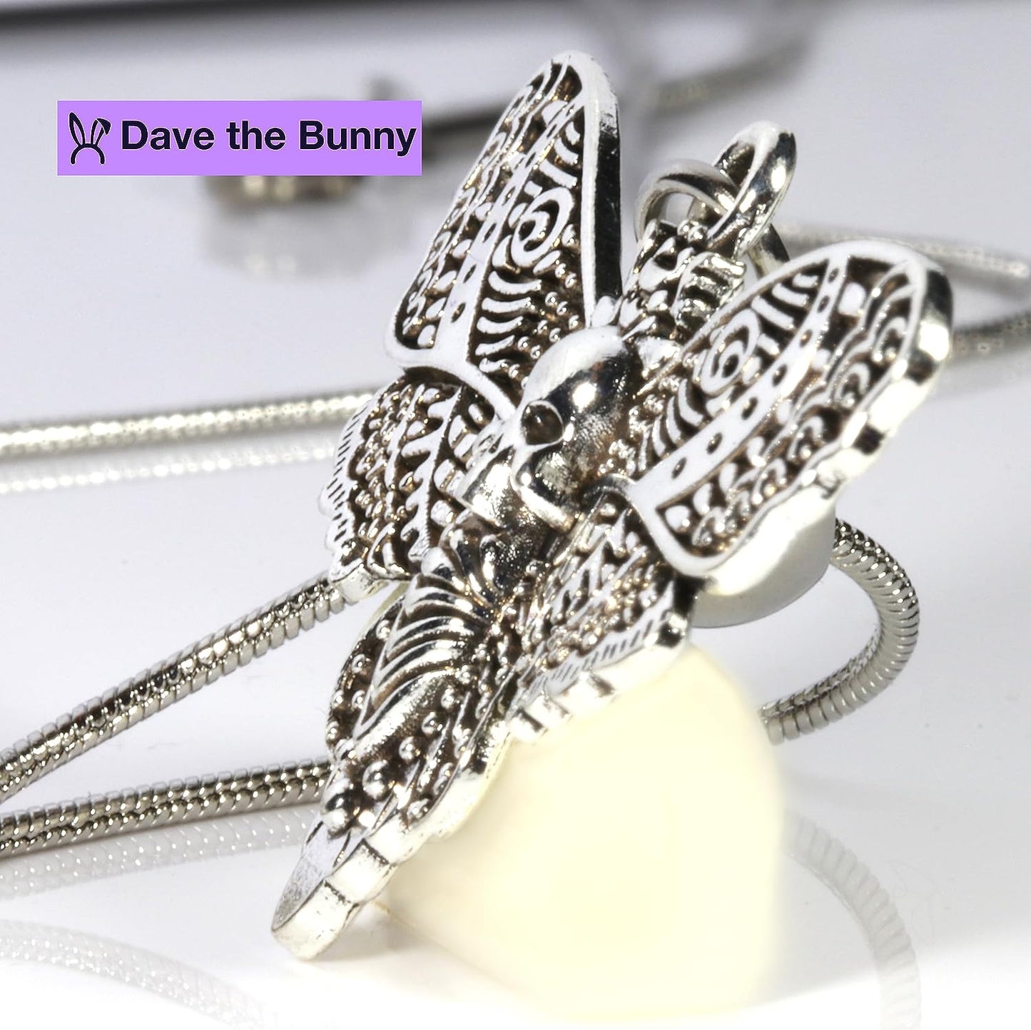 Dave The Bunny Gothic Jewelry for Men - Death Head Moth Necklace or Silver Butterfly Necklace for Women