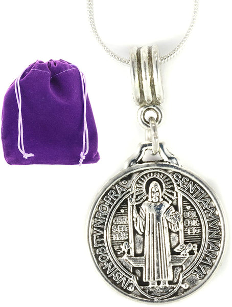 St Benedict Necklace | St Benedict Medals Pendant on a 22 inch Stainless Steel Snake Chain Medallas de Hombre Gift for Men or Women Medalla de San Benito Saint Benedict Necklace of Protection