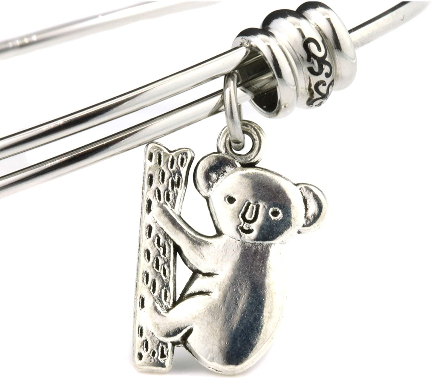 Koala Charm | Koala Gifts for Women Stainless Steel Hypoallergenic Bracelet Bangle Koala Bear Jewelry or Koala Bracelet and Beautiful Bear Jewelry for Women and Australia Souvenir