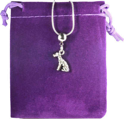 Dalmatian Dog Necklace - Dalmatian Decor 101 Dalmatians Inspired Stainless Steel Snake Dog Mom Necklace or Dog Chain Necklace with Alloy Charm, Elegant Dog Necklace Accessory for Canine Fashion