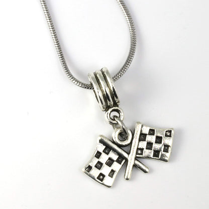 Checkered Flag | Great Racing Gifts for Men and Women Checkered Flag Charm Necklace Pendant of Race Flags Formula 1 Racing or Car Racing Gifts or Motocross Jewelry for Women or Racing Stuff for Fans