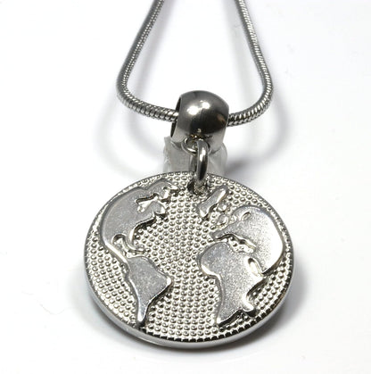 Earth Necklace - A Planet Necklace and Cute Graduation Necklace or Earth Globe Necklace and Earth Jewelry or World Map Jewelry for Women and Men as Cute Graduation Gift or travel themed jewelry