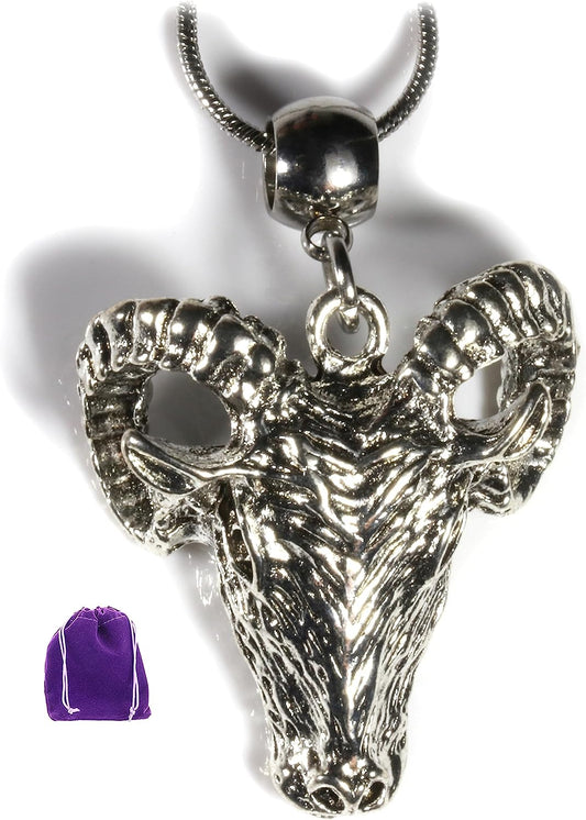 Capricorn Necklace - Goat Necklace of a Zodiac Sign Necklaces for Men and Women or a Great Baphomet Necklace and Gothic Necklace or Goth Pendant for Men and Women of a Goat Head Sheep Jewelry