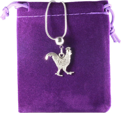 Chicken Necklace for Women and Men - Premium Stainless Steel Snake Chain with Alloy Charm - Chicken Decor, Ideal Chicken Accessories, Chicken Things and Chicken Decorations for Home and Kitchen