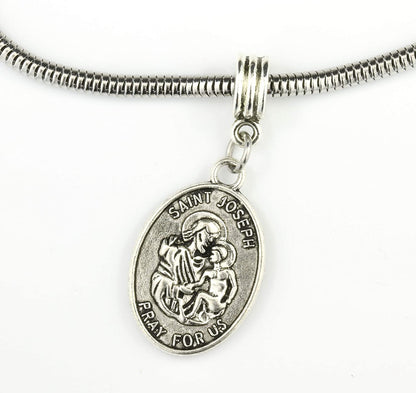 St. Joseph The Protector | Saint Joseph Bracelet Jewelry Stainless Steel Snake Chain Charm Bracelet Used as Saint Bracelet Catholic or Blessings Bracelets for Women St Joseph Medals Saint Joseph Charm