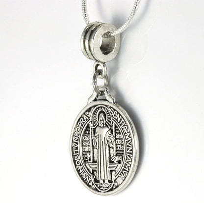 St Benedict Necklace | St Benedict Medals Pendant on a 22 inch Stainless Steel Snake Chain Medallas de Hombre Gift for Men or Women Medalla de San Benito Saint Benedict Necklace of Protection