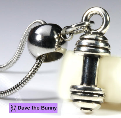 Dave The Bunny Gym Rat Gifts - Dumbbell Necklace for Men or Weight Lifting Necklace for Men and Women