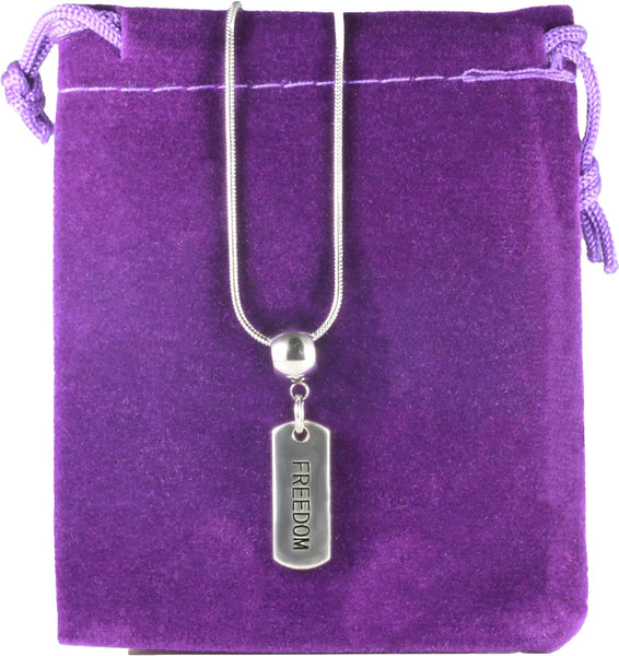 Dave The Bunny Forever Freedom - Freedom Necklace Emotional Freedom Stainless Steel Snake Chain with Alloy Charm - Freedom from OCD and be a Freedom Influencer with Freedom Mastery