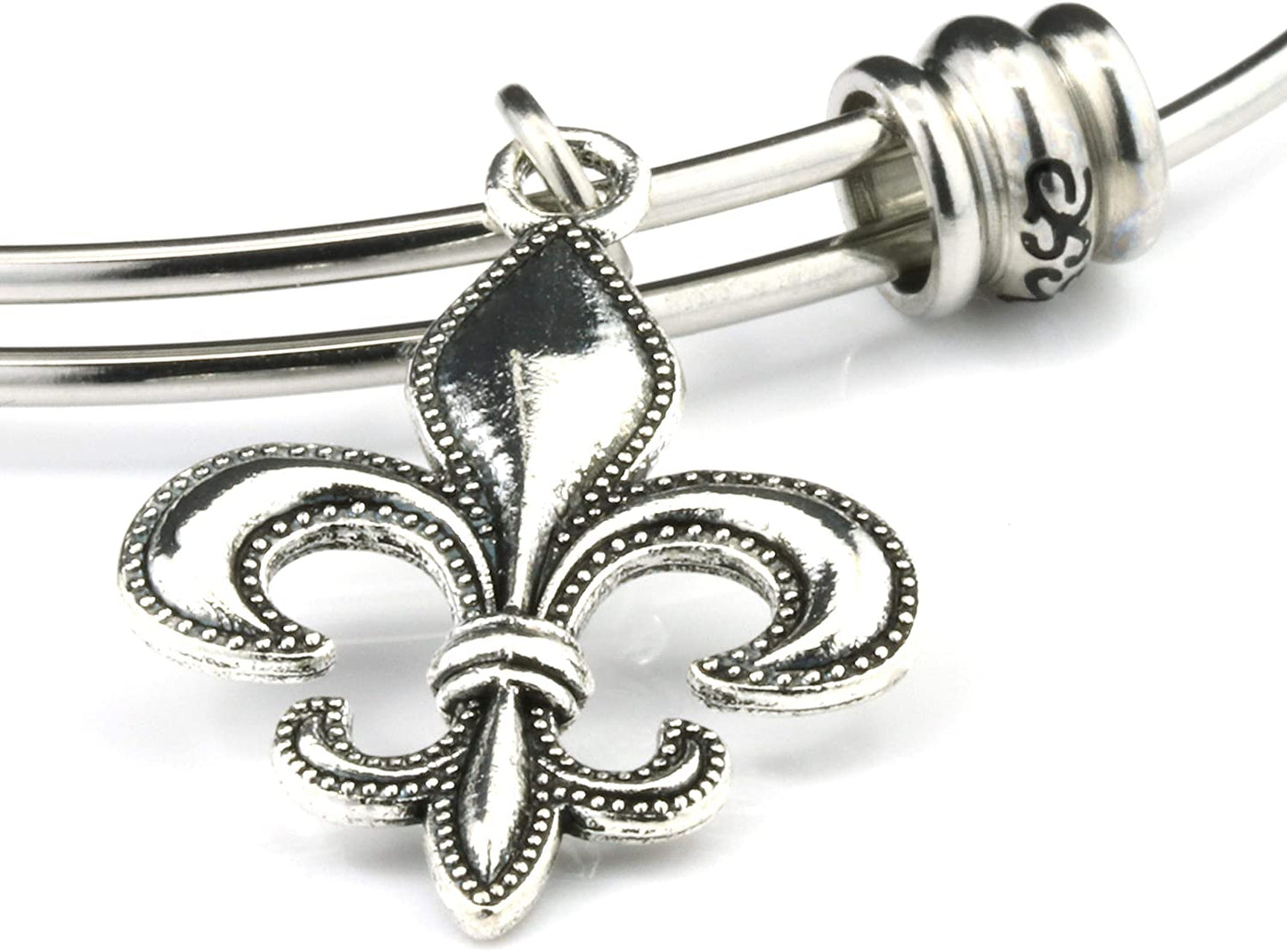 Fleur de Lis Bracelet | Fleur de Lis Jewelry Bangle Stainless Steel Hypoallergenic Fleurdelis Jewelry for Women and Men Unusual Jewelry for Women and Men with one of The Nicest Fleur de Lis Charms