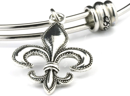 Fleur de Lis Bracelet | Fleur de Lis Jewelry Bangle Stainless Steel Hypoallergenic Fleurdelis Jewelry for Women and Men Unusual Jewelry for Women and Men with one of The Nicest Fleur de Lis Charms