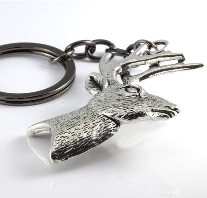 Emerald Park Jewelry Deer Keychain | Deer Antler Keychain for Men and Women Great Camping Gadgets and Country Boy Gifts for Men Hunting Keychain or Antler Keychains for Her and Fun Hunting Gadgets or a Camping Gadget, Silver, Large
