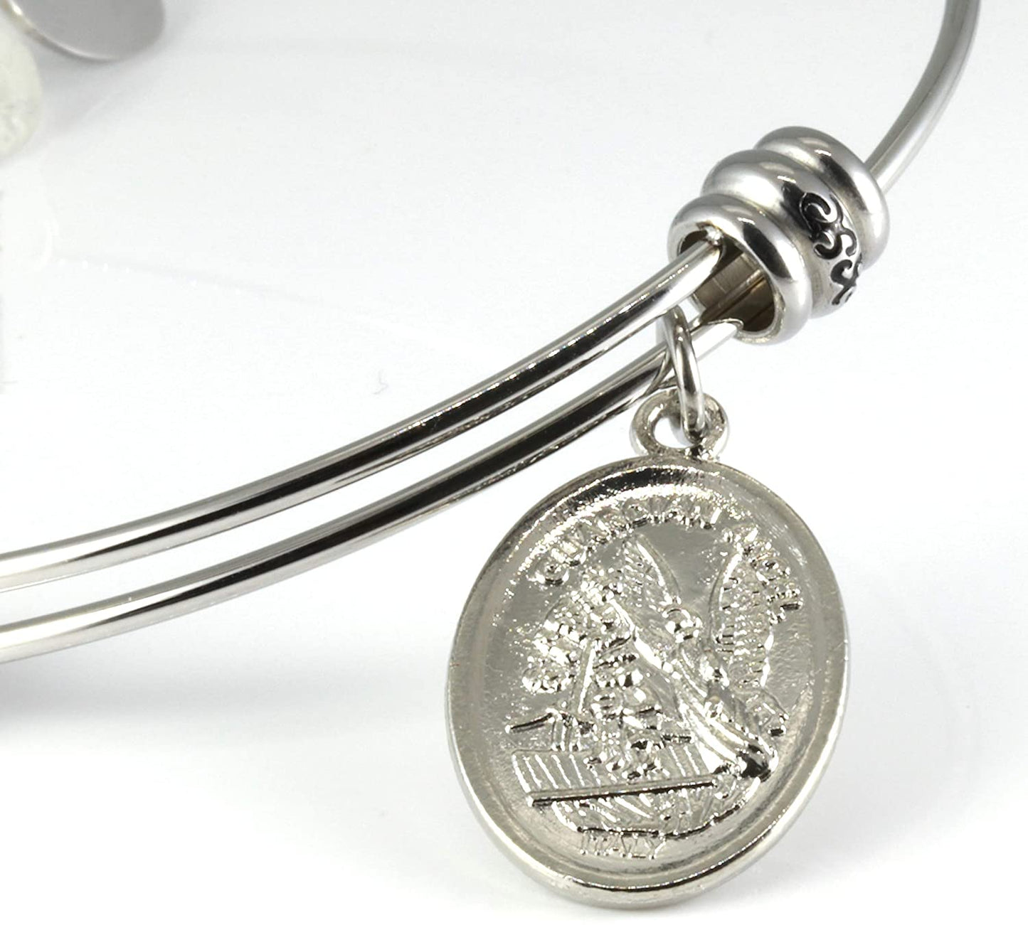 Archangel Michael | Protection Bracelets for Women Stainless Steel St Michael Bangle of Religious Jewelry for Women of Saint Michael or San Miguel Arcangel Protection Bracelet for Men and Women