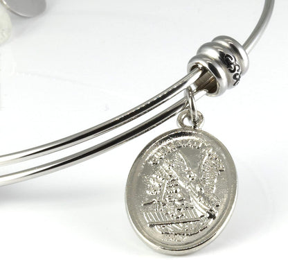 Archangel Michael | Protection Bracelets for Women Stainless Steel St Michael Bangle of Religious Jewelry for Women of Saint Michael or San Miguel Arcangel Protection Bracelet for Men and Women