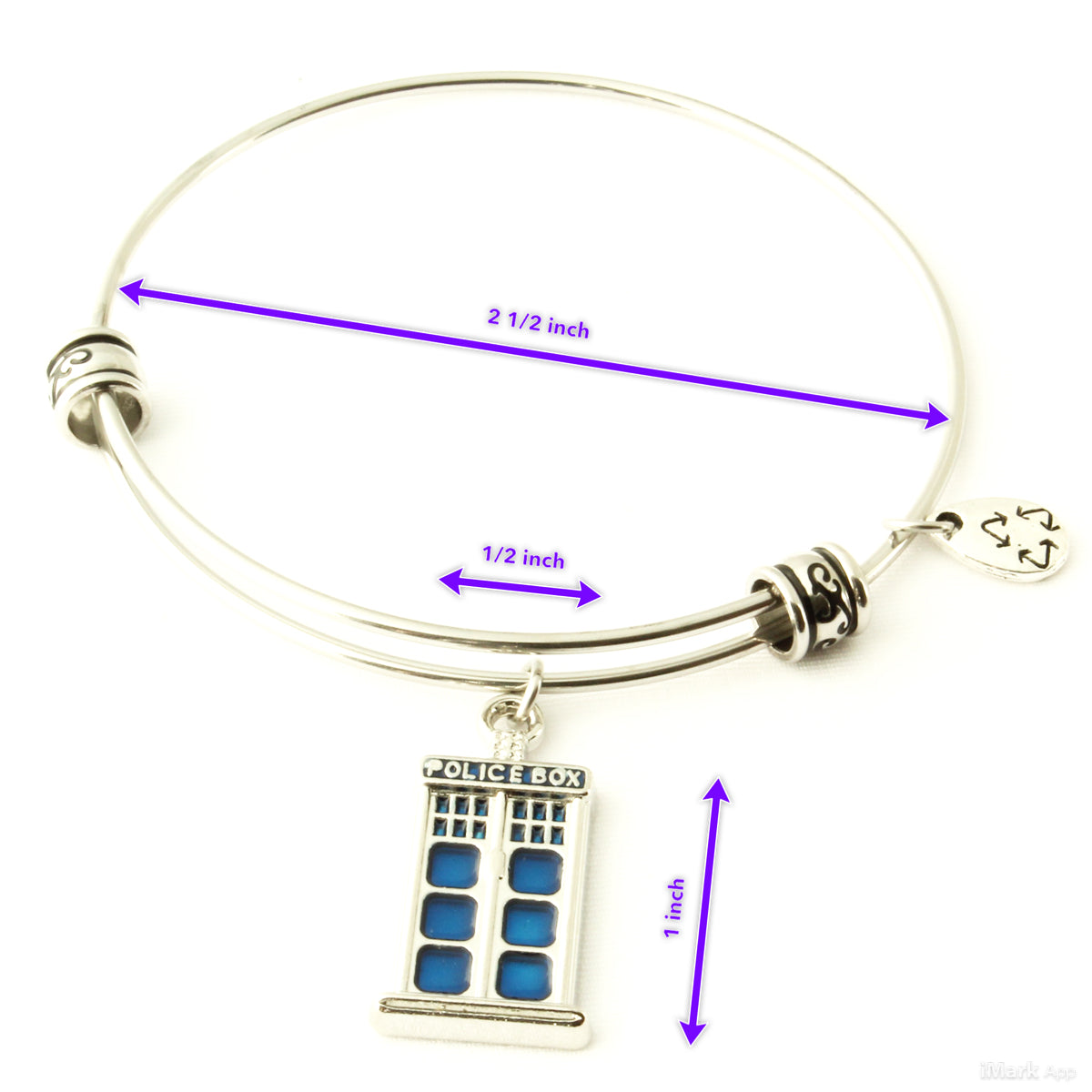Police Box Bracelet | Bangle For Fans of the Popular TV Series Gift for Men Women Boys Girls Police Decor Call Box Policeman Box - Hypoallergenic