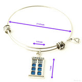 Police Box Bracelet | Bangle For Fans of the Popular TV Series Gift for Men Women Boys Girls Police Decor Call Box Policeman Box - Hypoallergenic