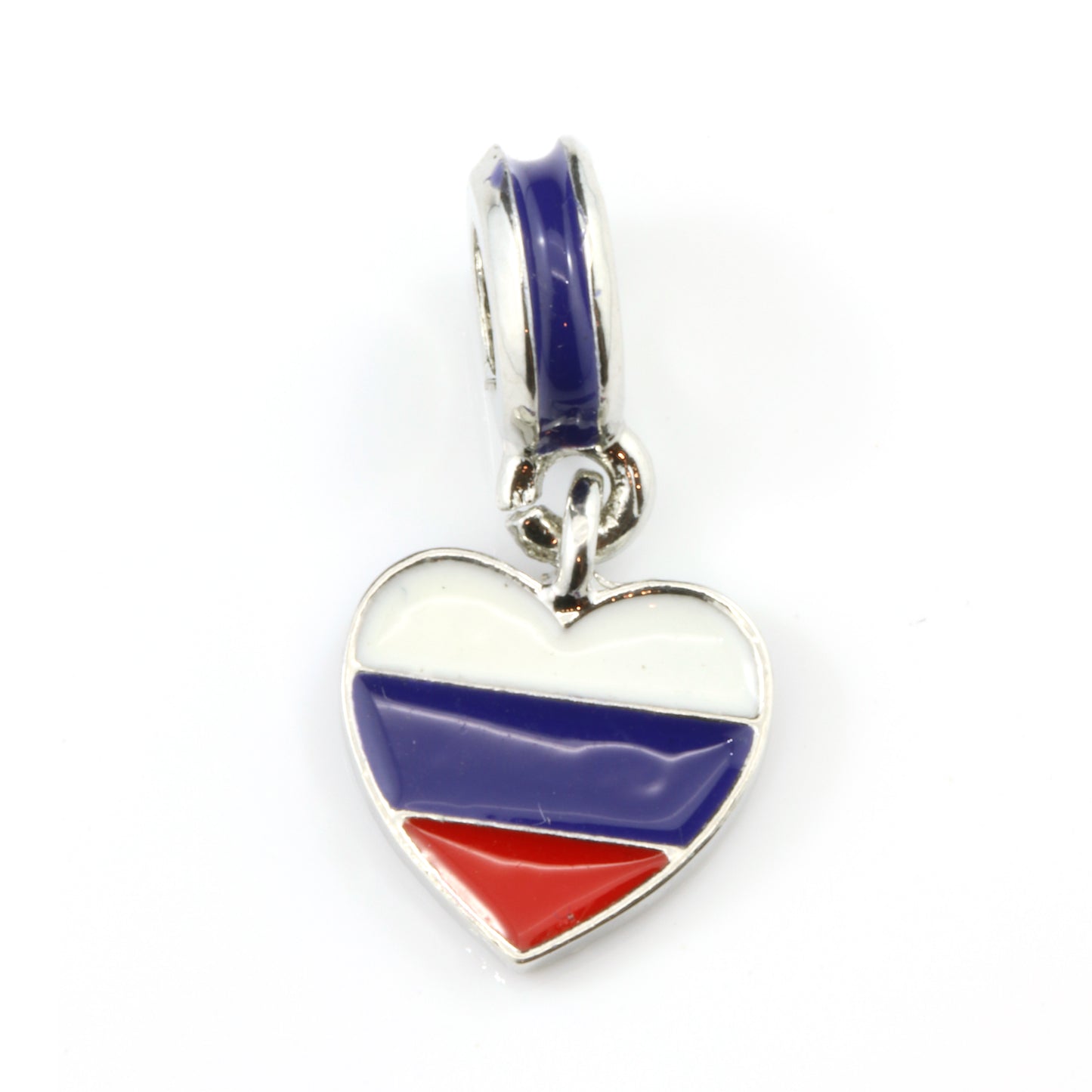 Russian Flag on Heart Charm